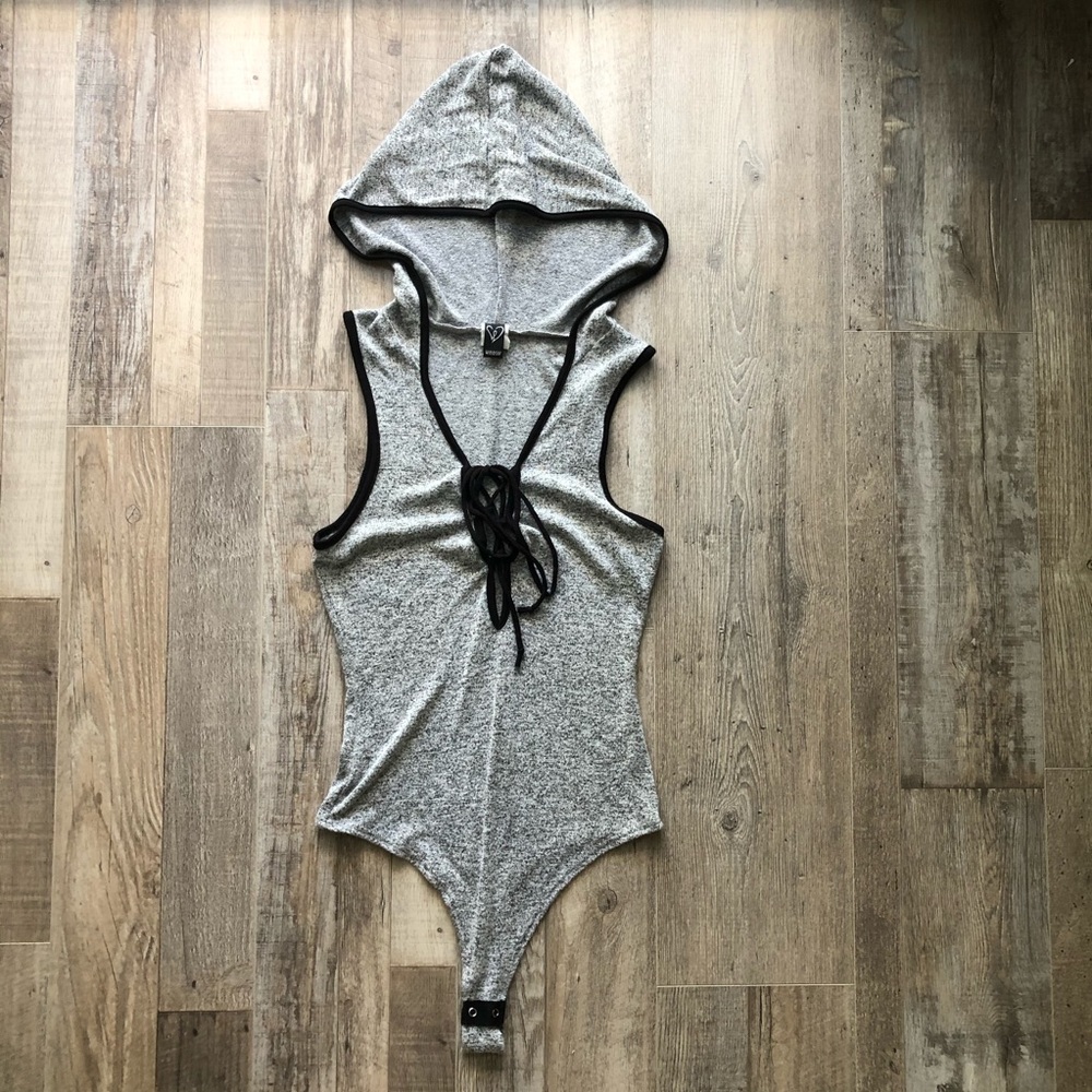 Windsor Gray Tie Up Hoodie Body suit